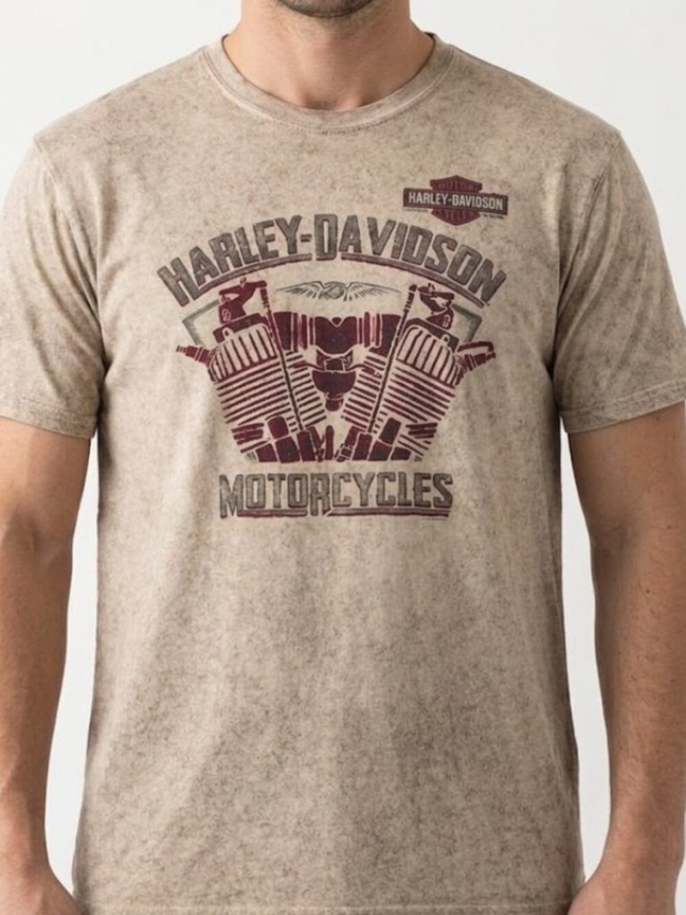 Harley Davidson Engine Motor Acid Wash Look Dealer Michigan T-Shirt Men's L